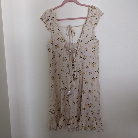 FREE PEOPLE like a lady citrus floral printed mini dress large - Picture 8 of 14
